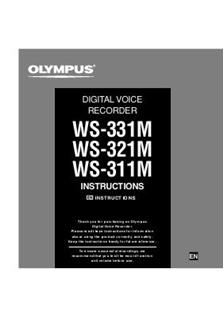 Olympus WS 321 M manual. Camera Instructions.